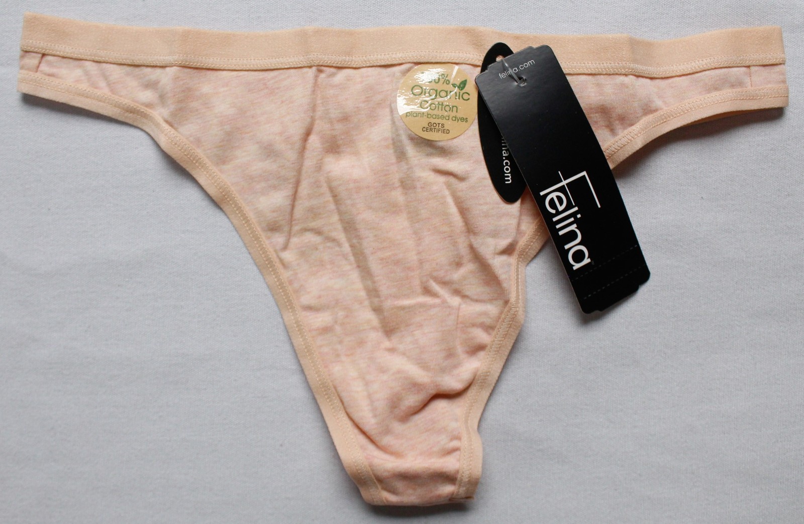 Felina Women’s Organic Cotton Soft Stretch thong Panty ZG3 Peachy Small NWT