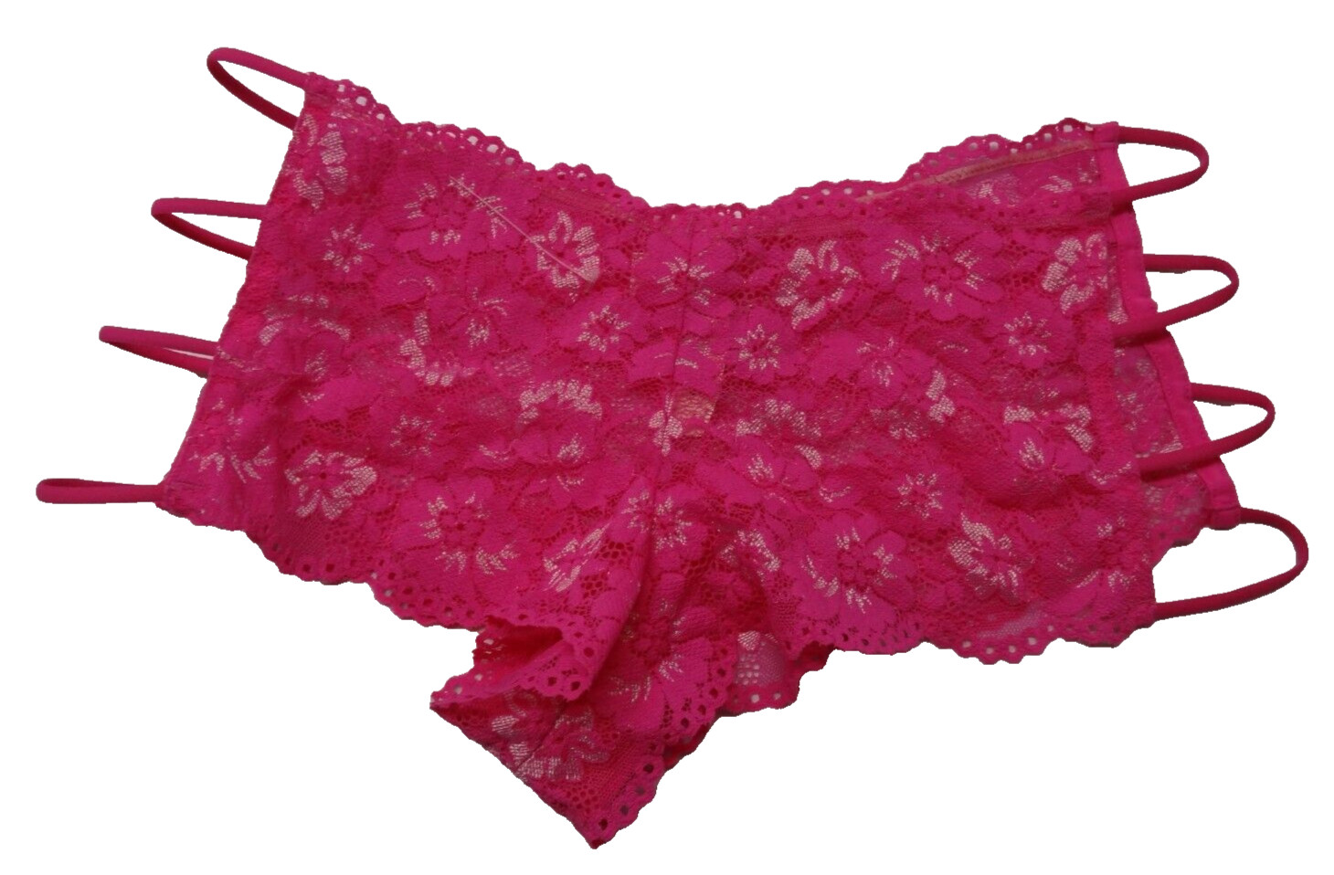 NWT Victoria’s Secret VS M Sheer Lace Cheeky Boyshort Pink String Side Hip Y2K