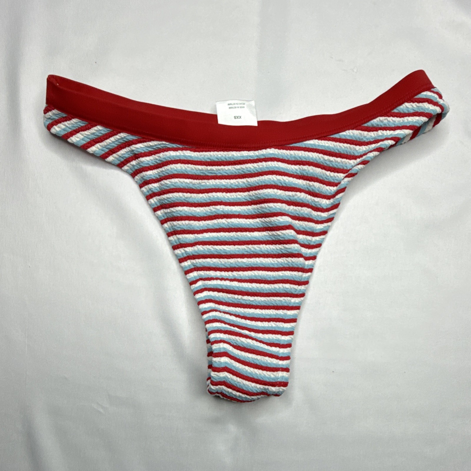 Wild Fable Women’s Striped Thong Panties XXS Mid Rise High Leg Cotton Blend