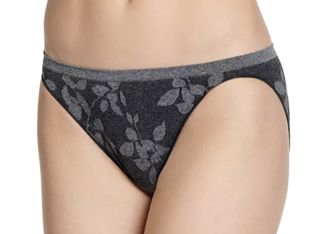 JOCKEY EcoComfort Charcoal Grey Floral Leaf String Bikini Panty Womens Sz 3XL 10