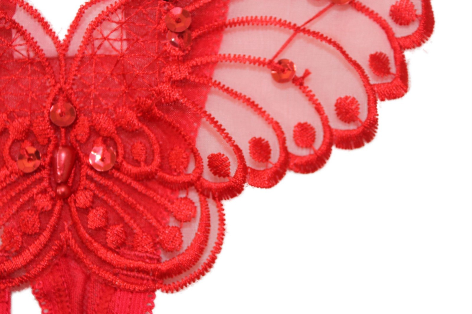 Flirtzy Sheer Butterfly Applique Crotchless Panties w/ Pearl, 3 Pack
