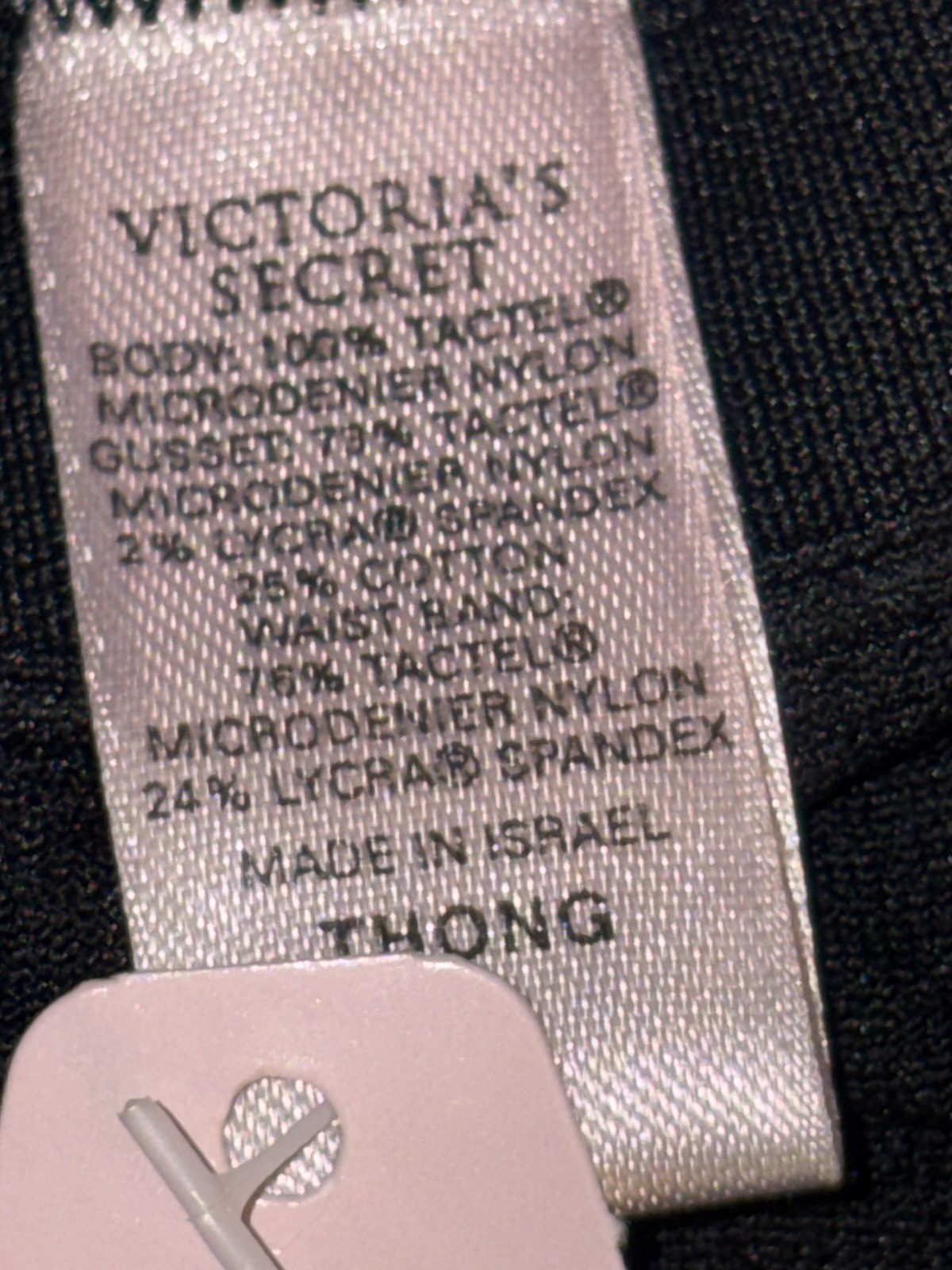VTG 2001 Body By Victoria’s Secret Panties Thong Sz L Tactel Nylon Made Israel