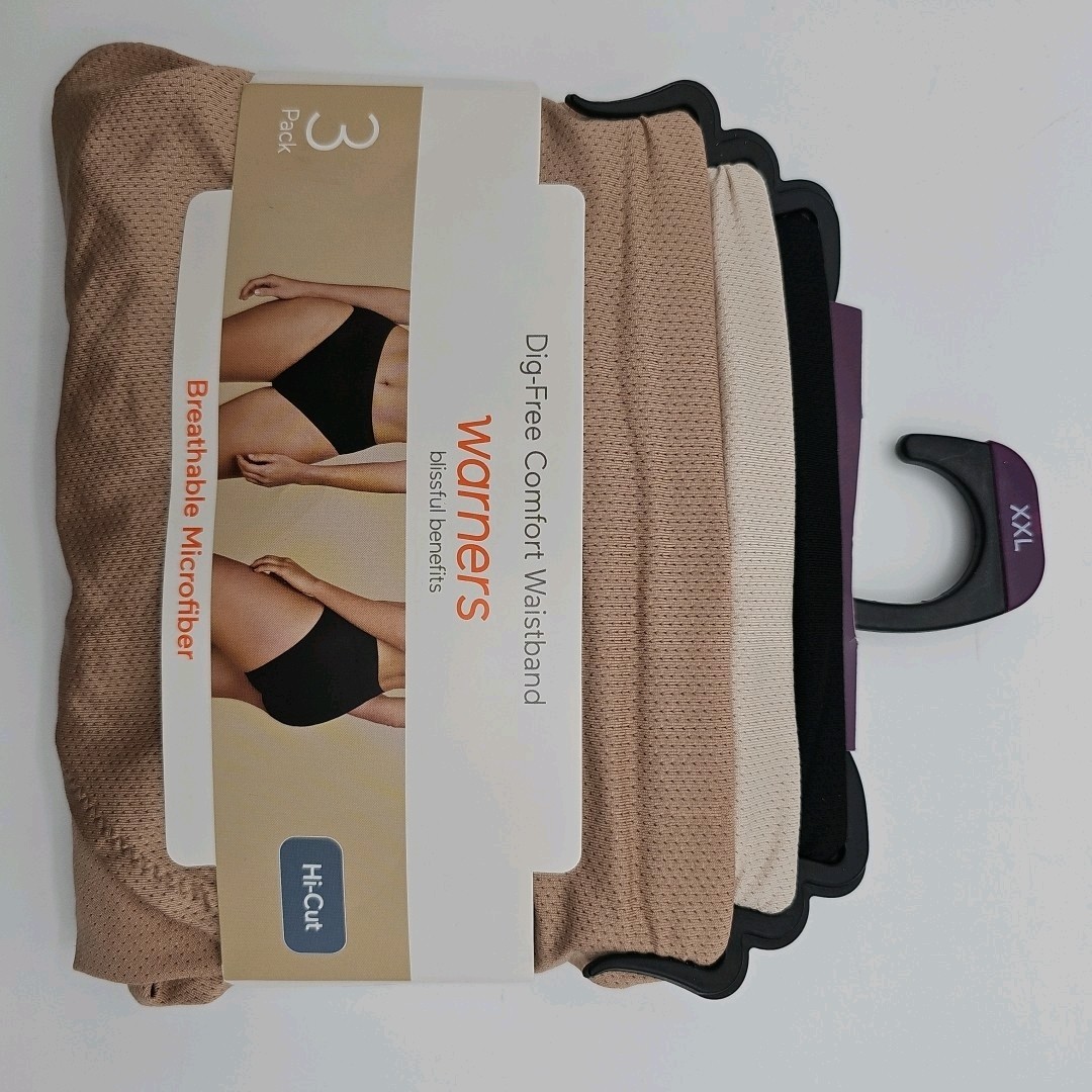 Warners Womens Blissful Benefits Hi-Cut Panties SIZE 9 XXL Microfiber Pack of 3