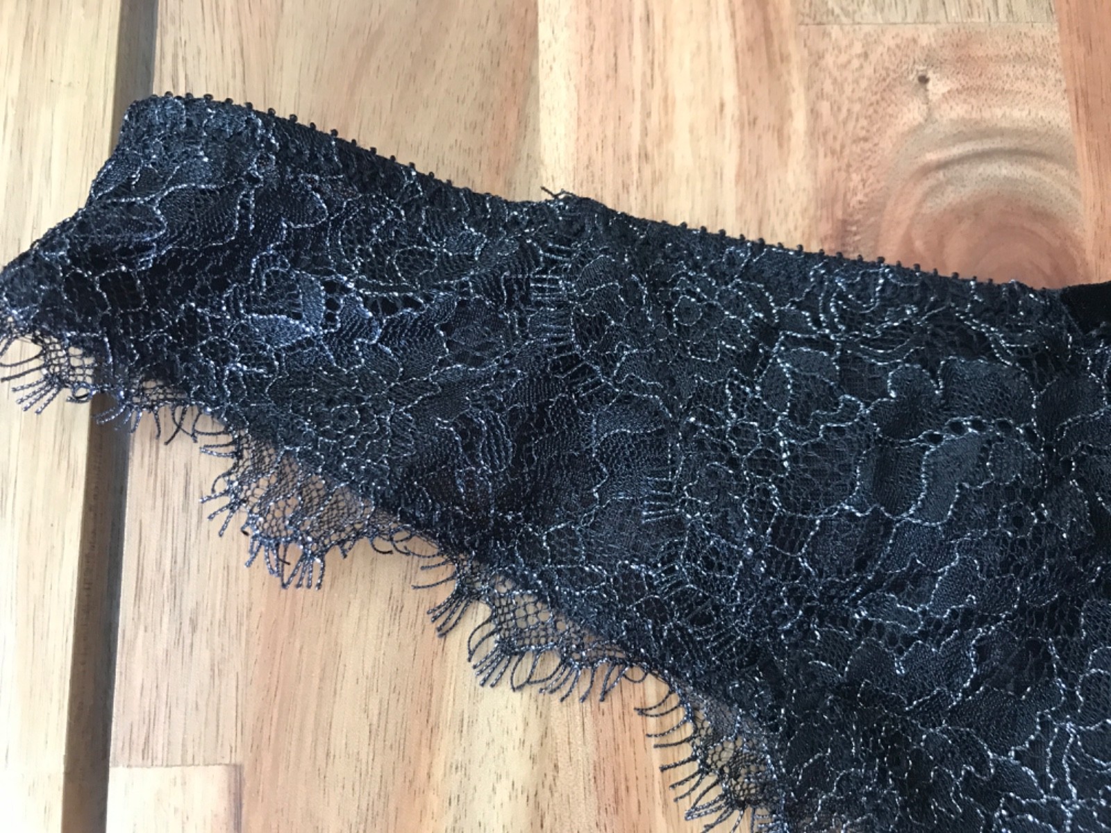 Figleaves black silver thong string sheer back new uk 12 new