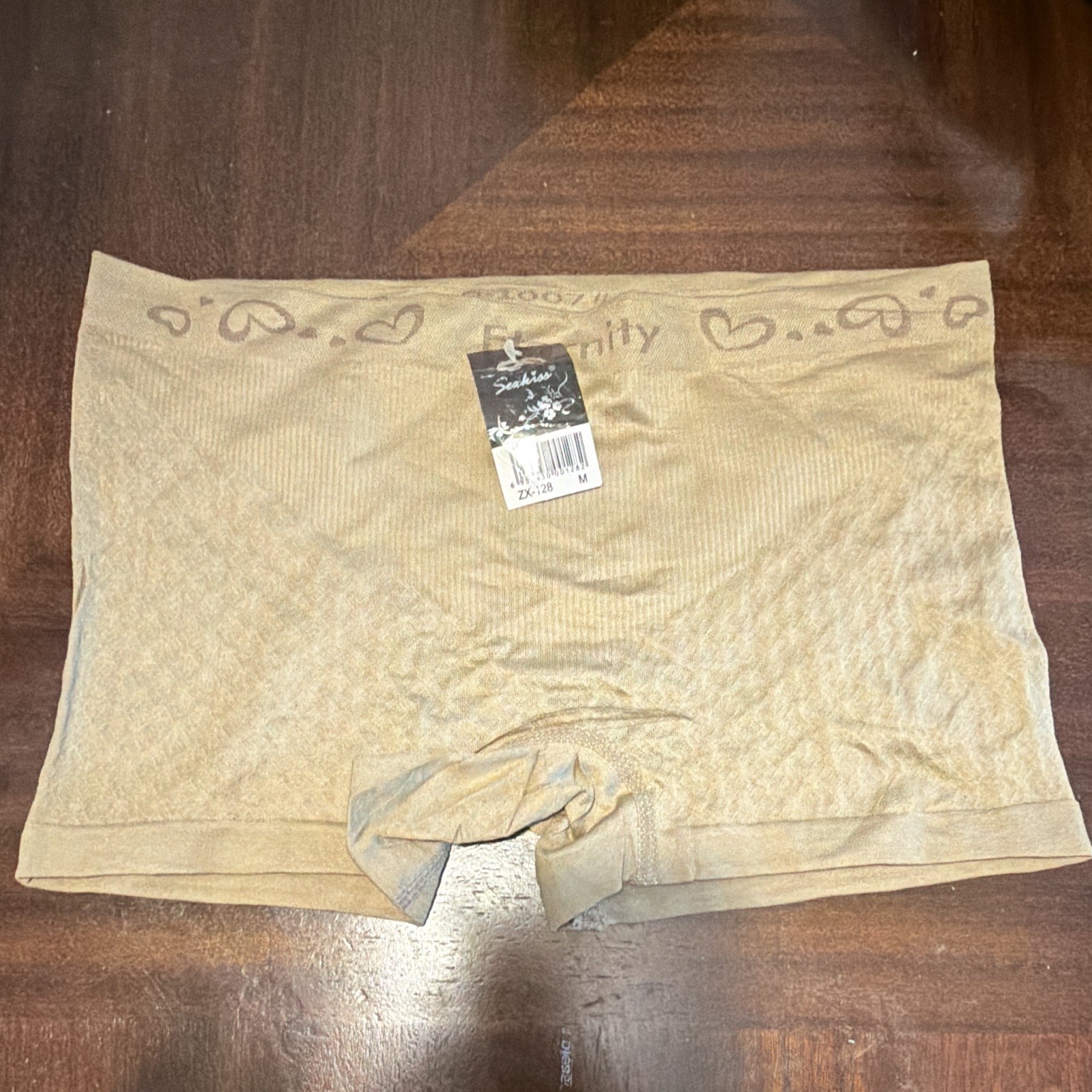 Seakiss Boyshort Heart Print Panties Beige Regular M 1 Pack ZX-128