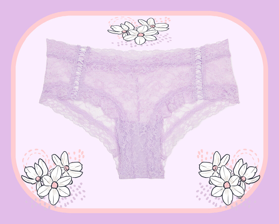 XS S M L XL XXL Lt Purple FLORAL LACEUP THE LACIE Victorias Secret CHEEKY Panty