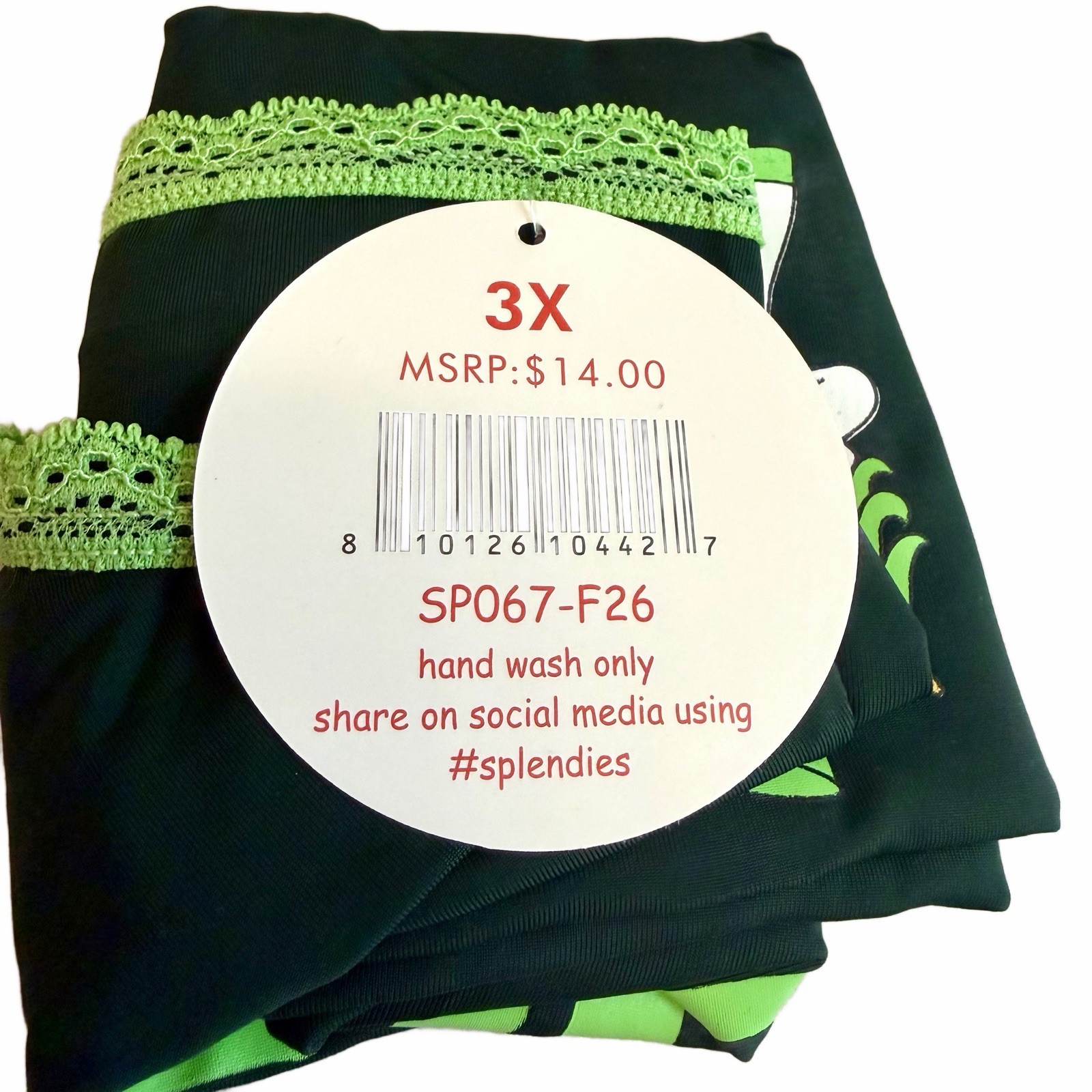 Splendies Bikini Panties Size 3X St. Patrick’s LUCKY YOU Lace Trim Underwear NWT