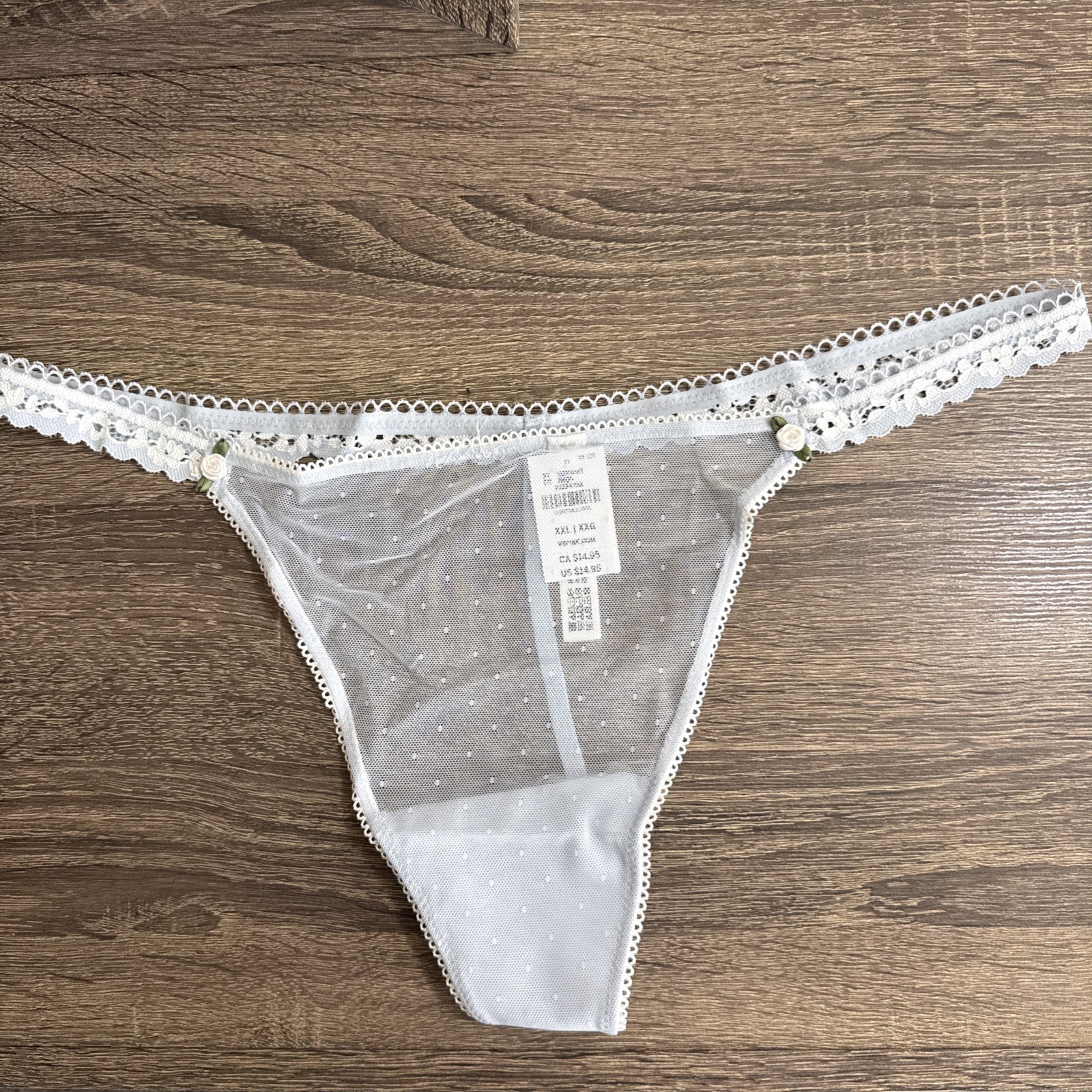 ￼ Pink By Victoria’s Secret XXL Blue Sheer Mash V String Panties