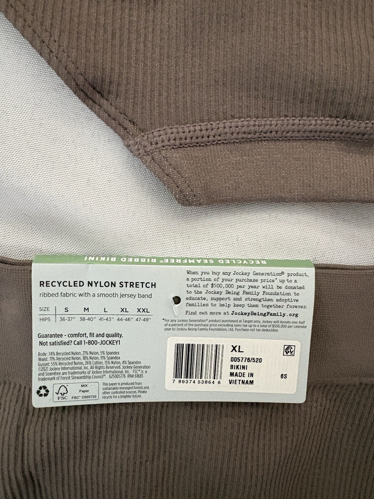 NEW Jockey Generation Recycled Seamfree Ribbed Bikini Panty 2 Pair Womens XLarge