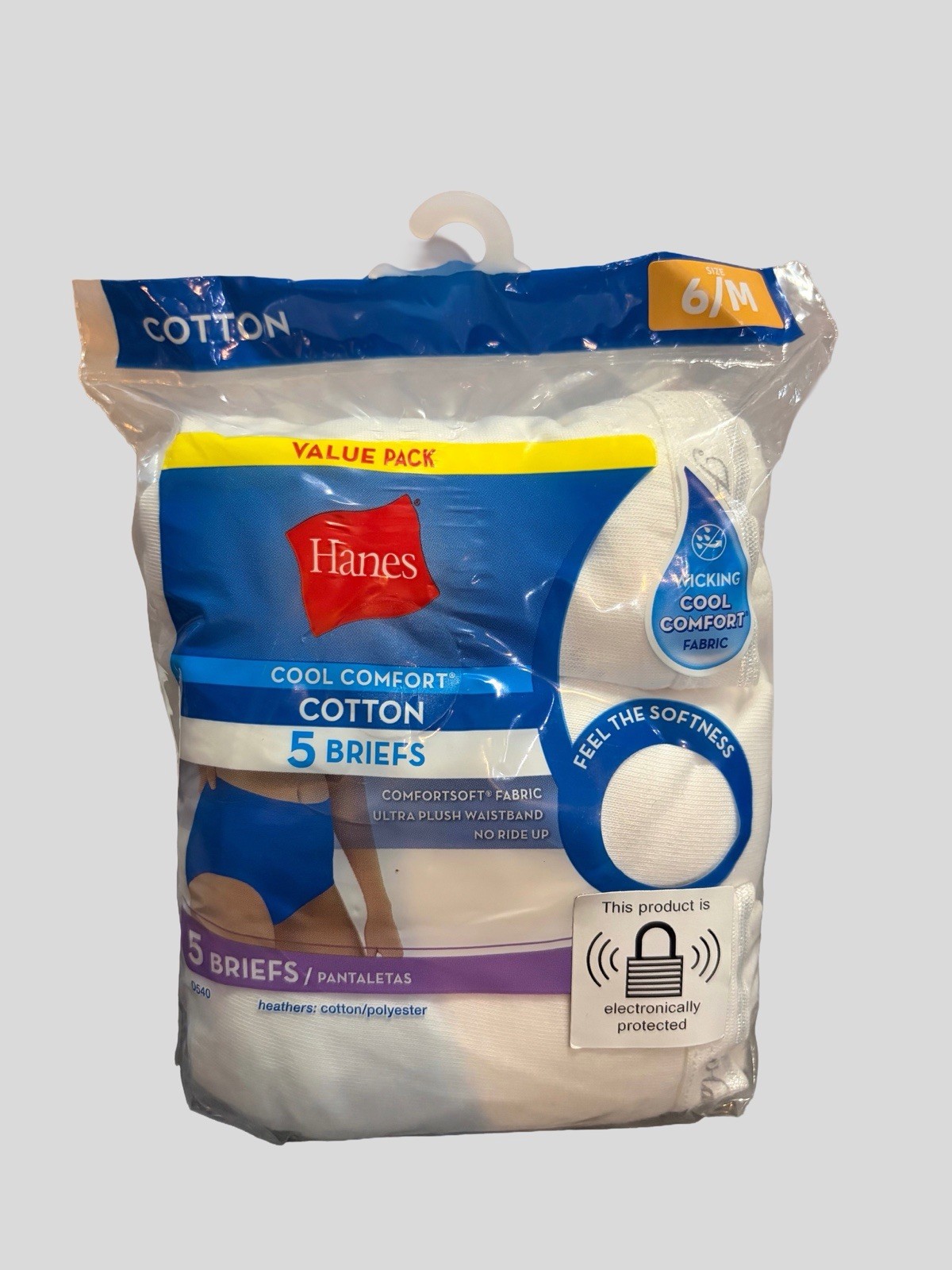 Hanes Cool Comfort Cotton Briefs 5 Pack Tagless High Rise Size 6/M White NEW