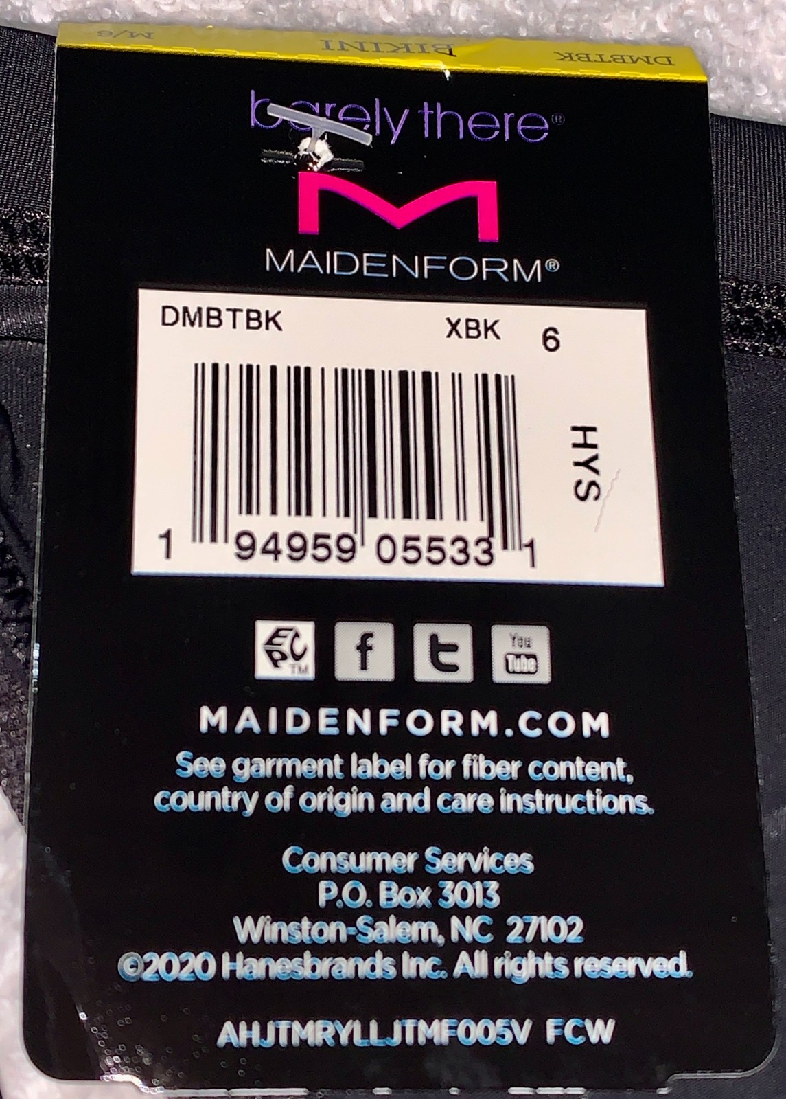 MAIDENFORM Barely There Black Invisible Look Bikini Panty Women S 5 M 6 L 7 XL 8