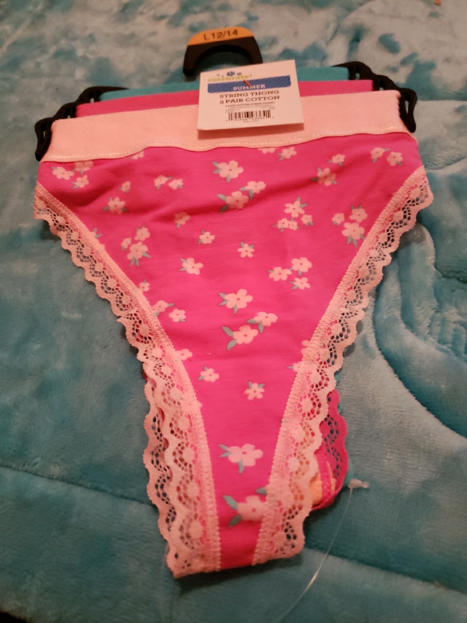 1 CELEBRATE! SUMMER 3-PACKS STRING THONG PANTIES SIZE L (12-14)