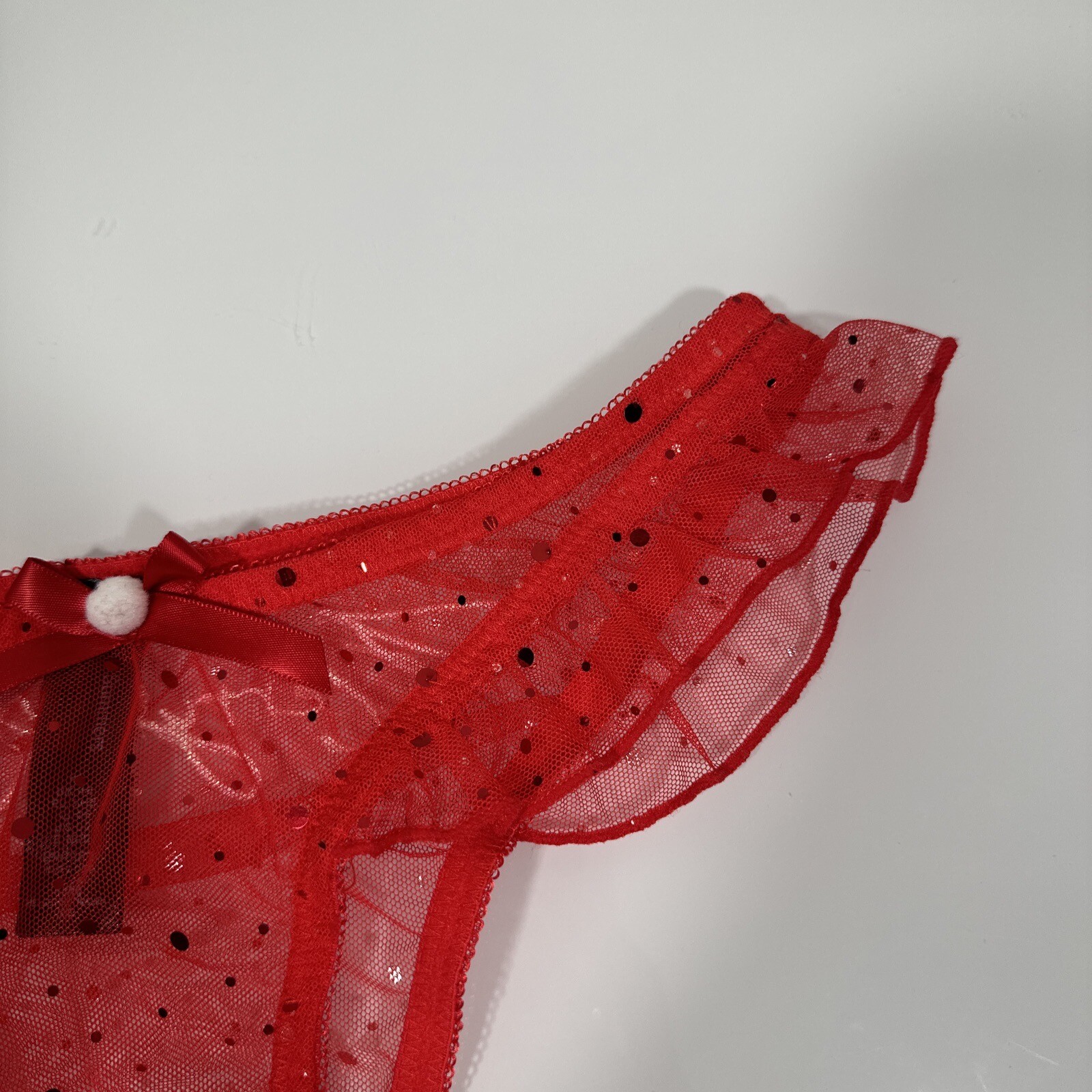 NEW ANN SUMMERS [ XS 0-2 ] Merry Kissmas Ruffle Mesh Panties In Red #T1634