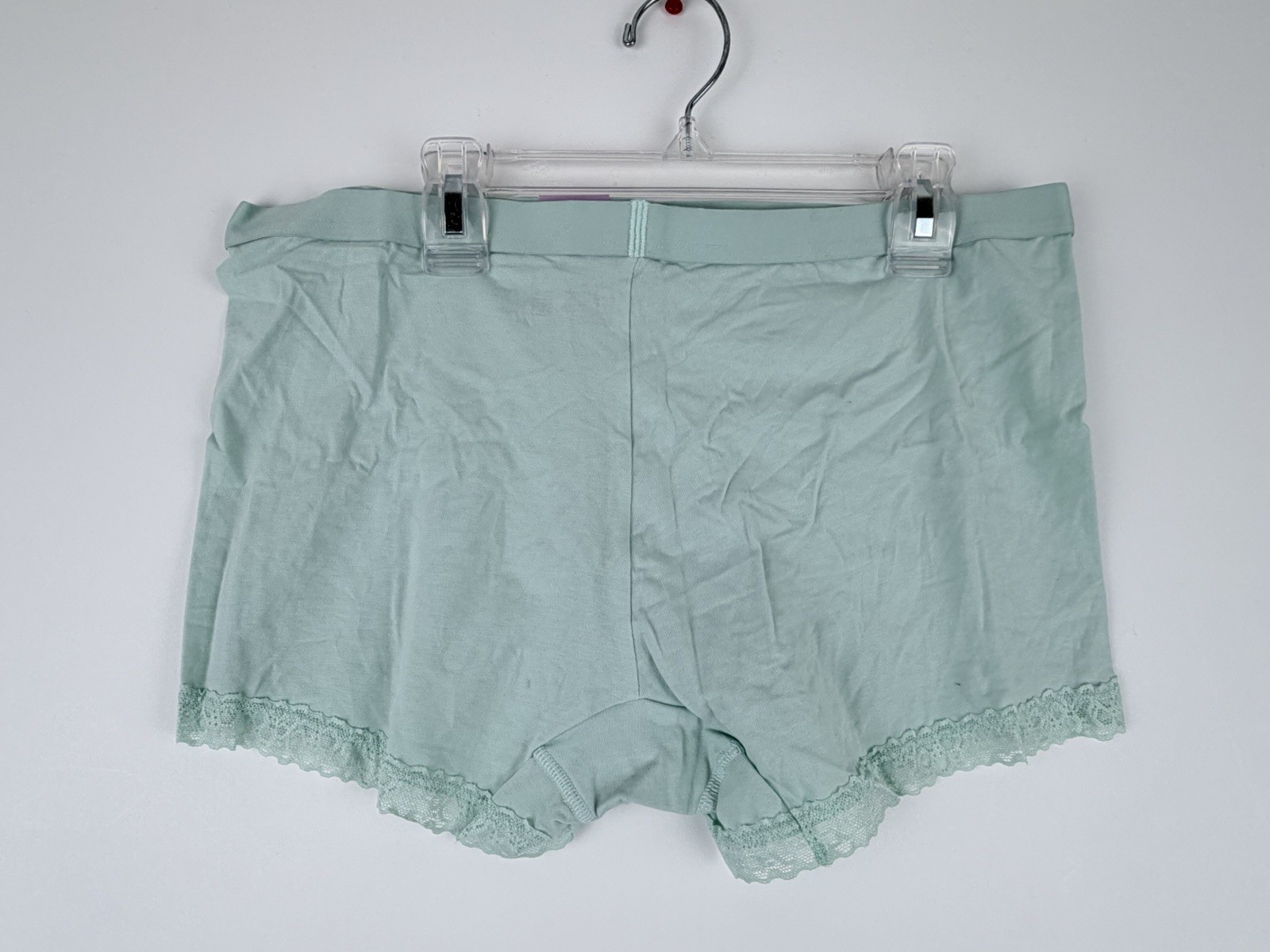 Auden Women’s Cotton Blend Boyshort Blue/Green Lace Trim Size XL