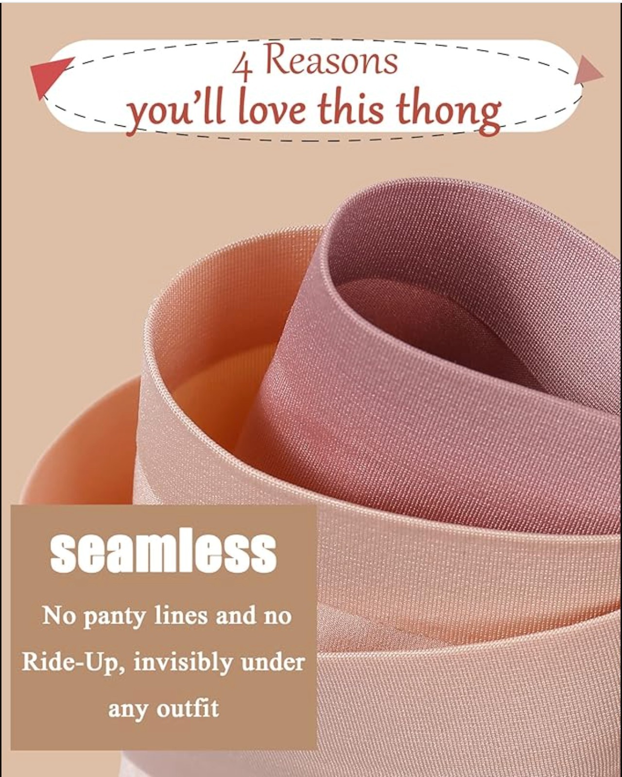 6 Pack Women’s Seamless Thongs No Show Breathable Panties Low Rise XS-XL