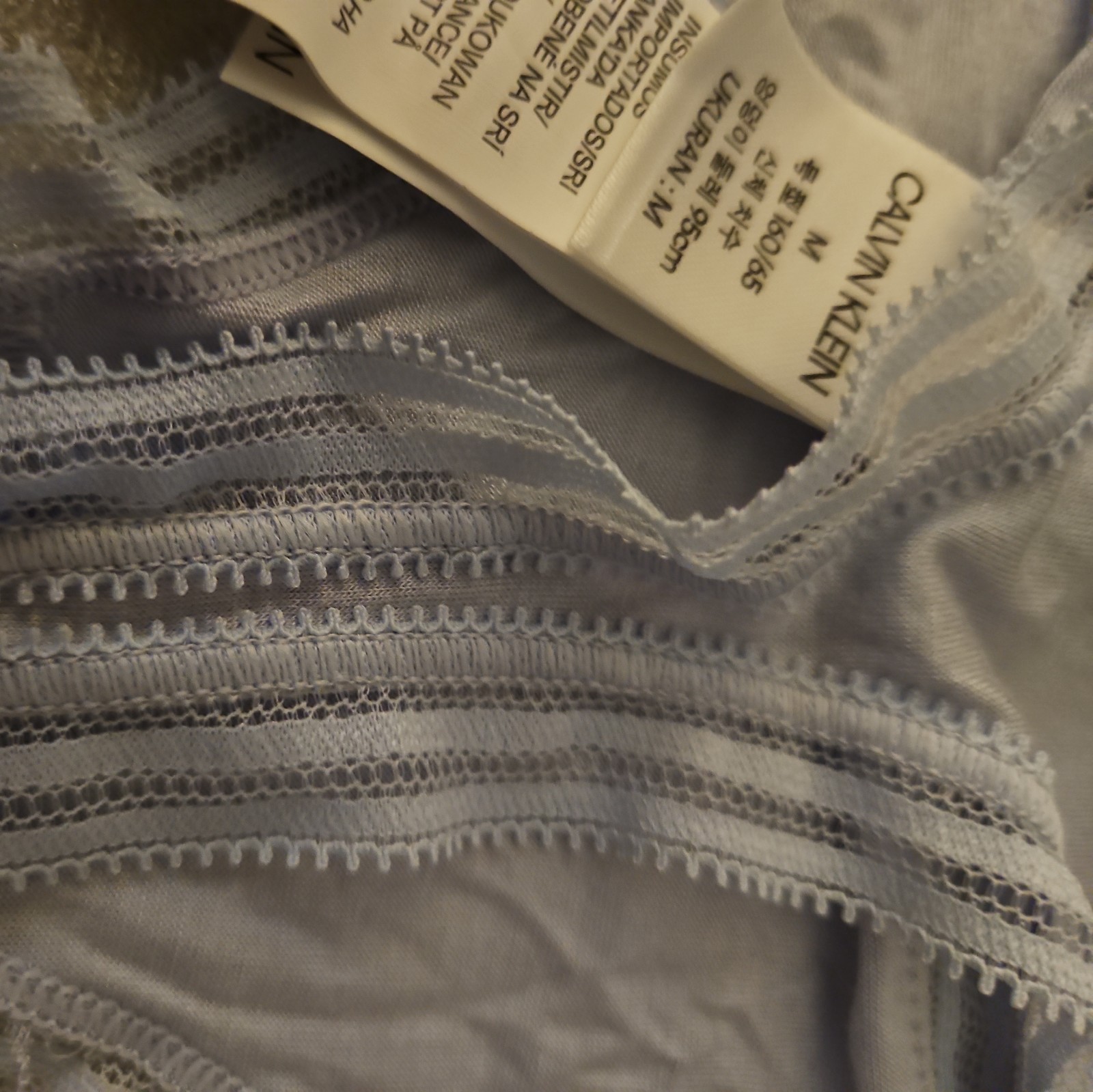 Calvin Klein Striped-Waist Modal Thong Panty QD3670 Ice Pulp”Blue” Size M