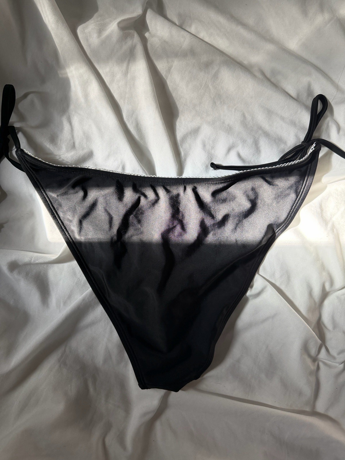 Wild Fable Black Bikini Panties Size L Solid Adjustable Side-Tie Bow
