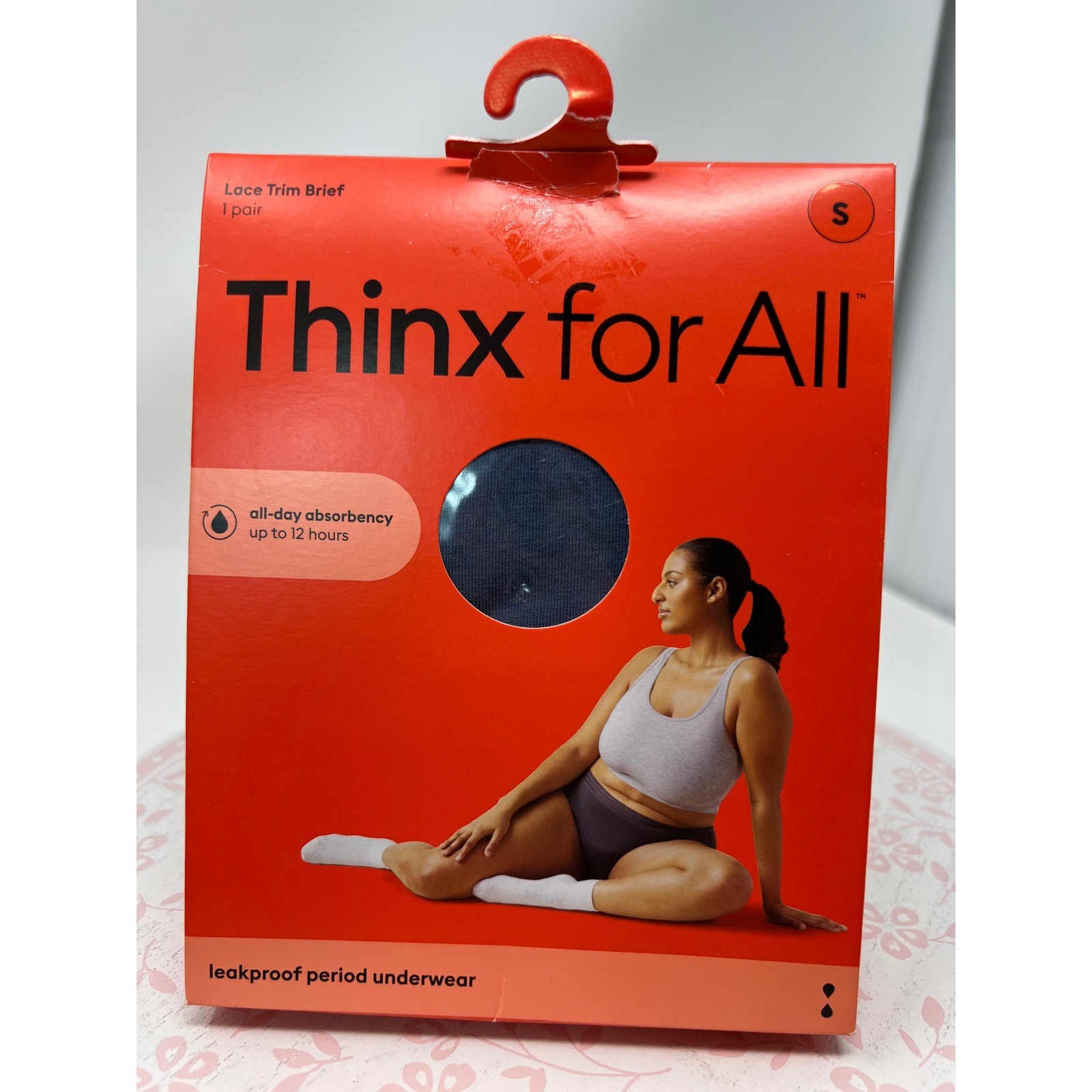 THINX Period Panties Lace Trim Brief Small Storm Blue Leakproof Underwear NEW