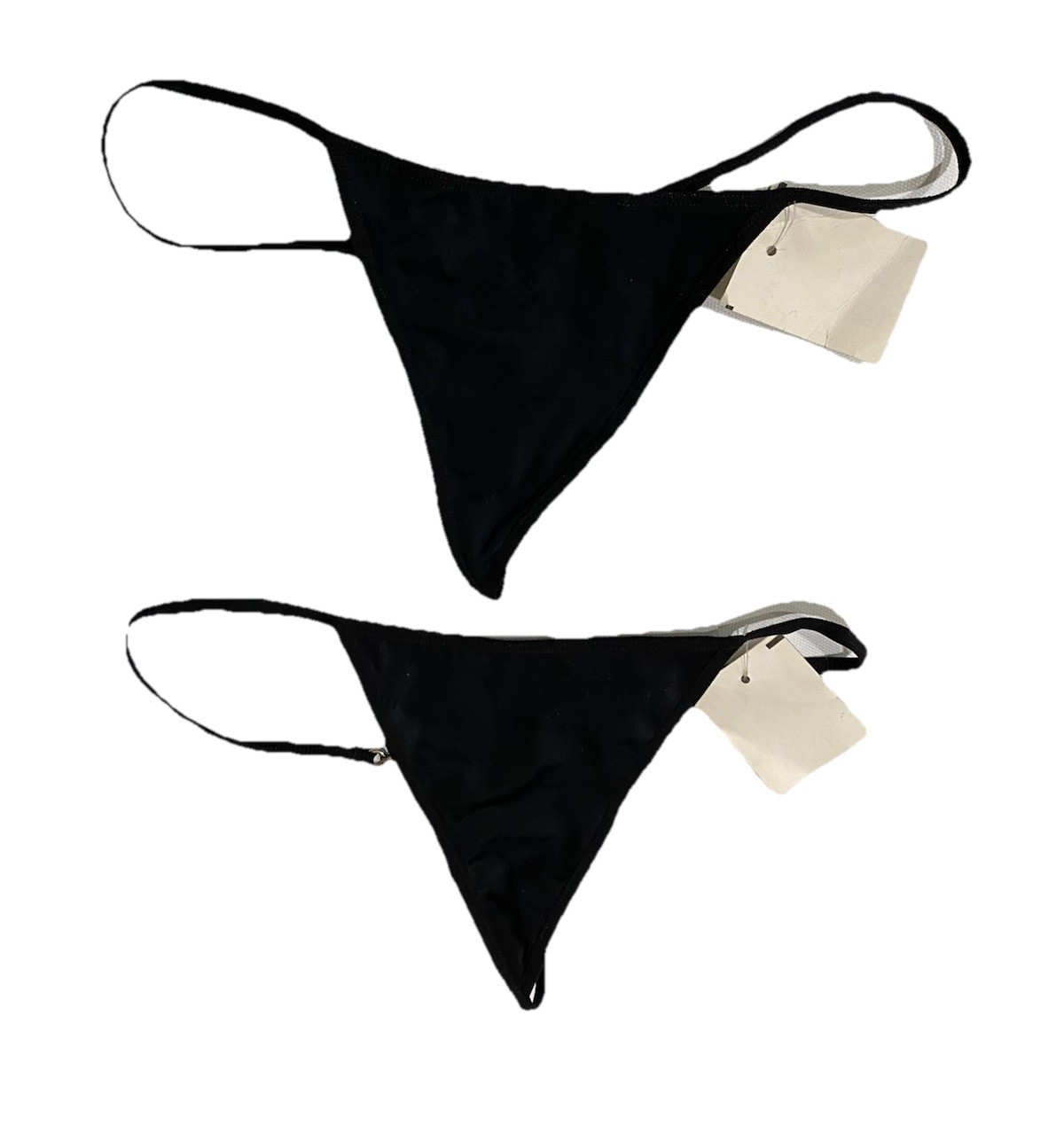 Thong Underwear S/5 Black 2 Pair Jeweled Blue Stones Womens Panties Intimate