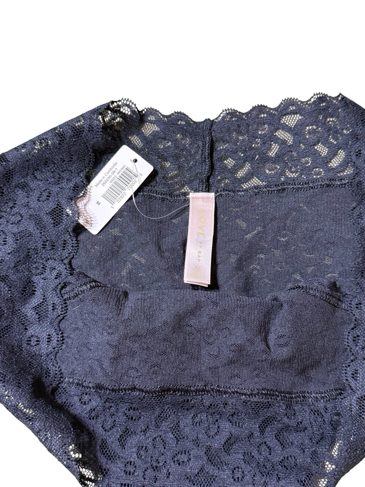 NWT Love by Gap Black Lace Hipster Panties Medium Breathable Cotton Lingerie