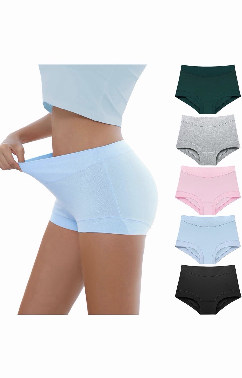 Migbean Women’s Cotton Boxer Briefs Underwear Boy Shorts Small Blue-5pack