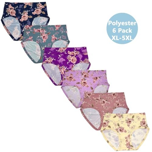 Womens Underwear XL-5XL Plus Size Ladies Panties 5X-Large Rose Floral Panties
