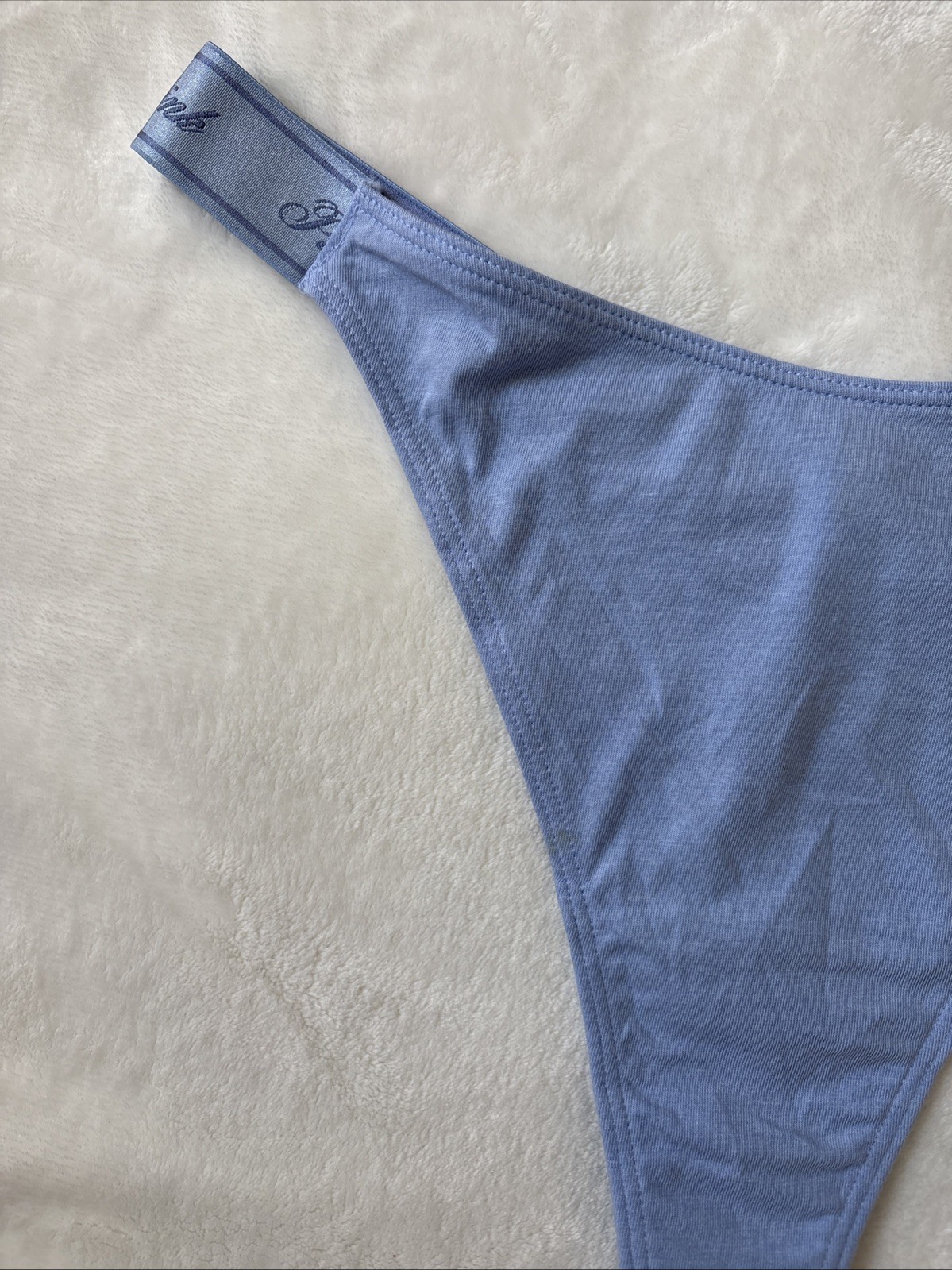PINK Victoria’s Secret Panties Thong Panty Logo Cotton High Leg Blue Stretch XL