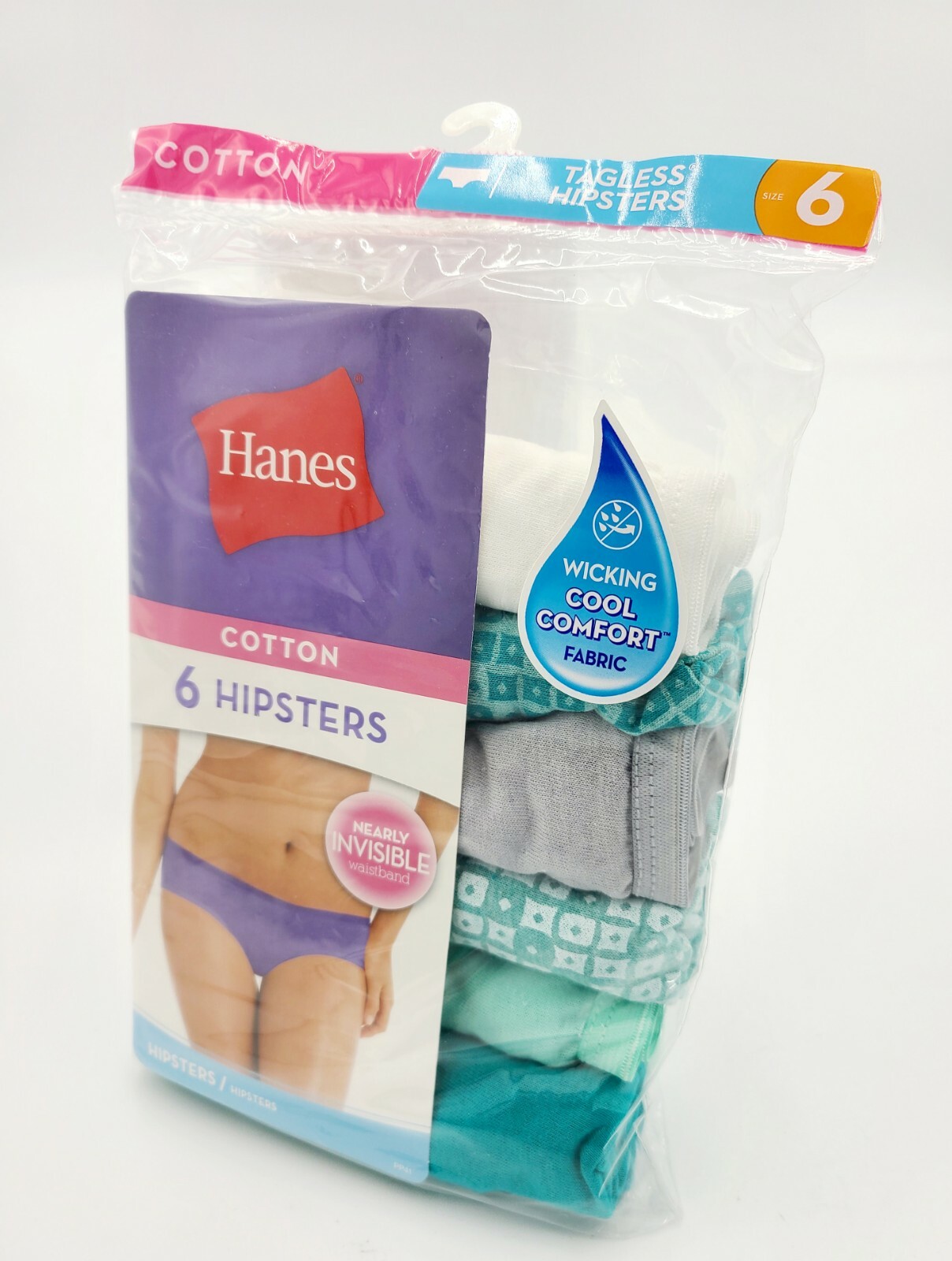 Hanes Women’s Hipster Panties Underwear 6-Pk Size 6 Cotton Assorted Colors
