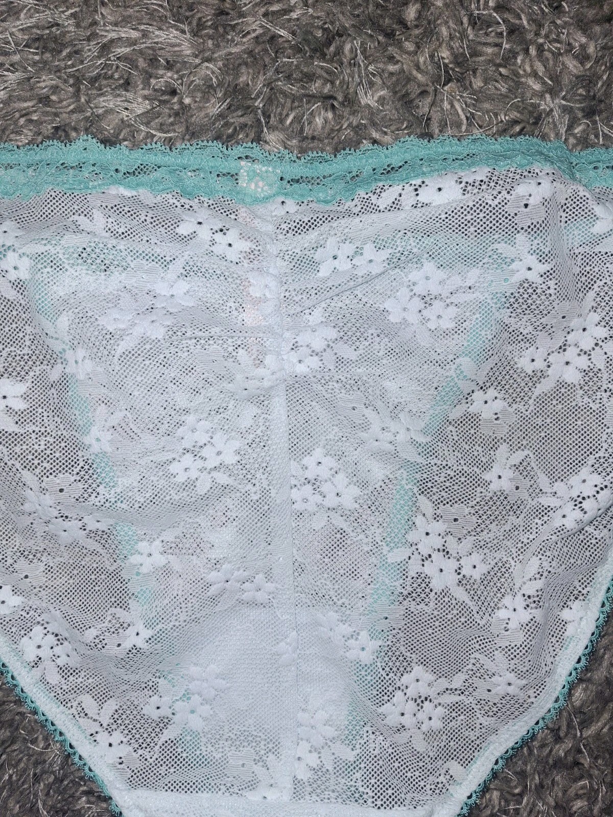 NeW Vs 2tone Floral Lace Ruched Bk String Bikini Panty Size Large