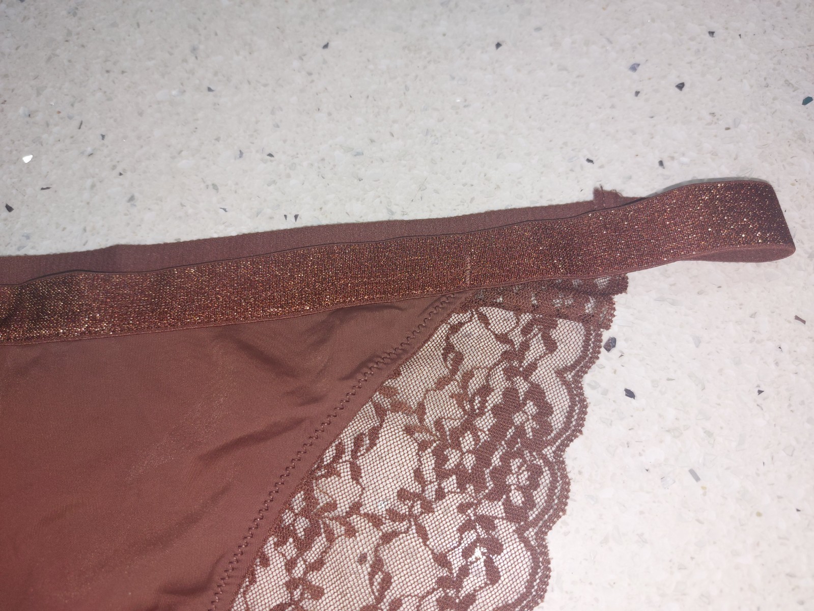 Brand NEW Sparkly Dark Chocolate Brown LACE Cheeky Brazilian Knickers Size L 12