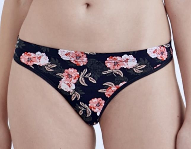 MAIDENFORM Barely There Oil Flower Black Invisible Thong Panty Women S M L XL 2X