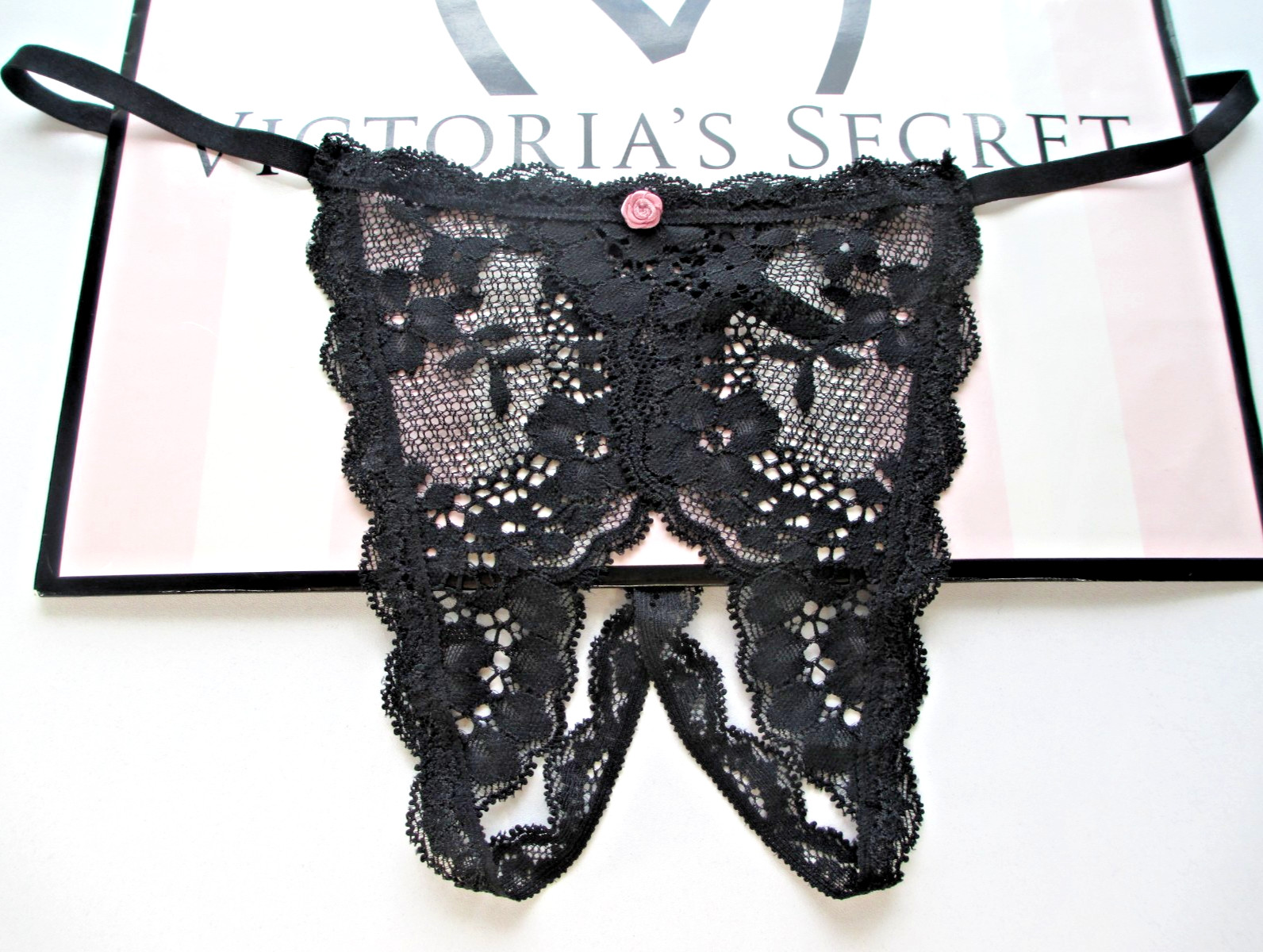 VICTORIA’S SECRET DREAM ANGELS Thong Panty S M L XL Black NWT Lace VS Open