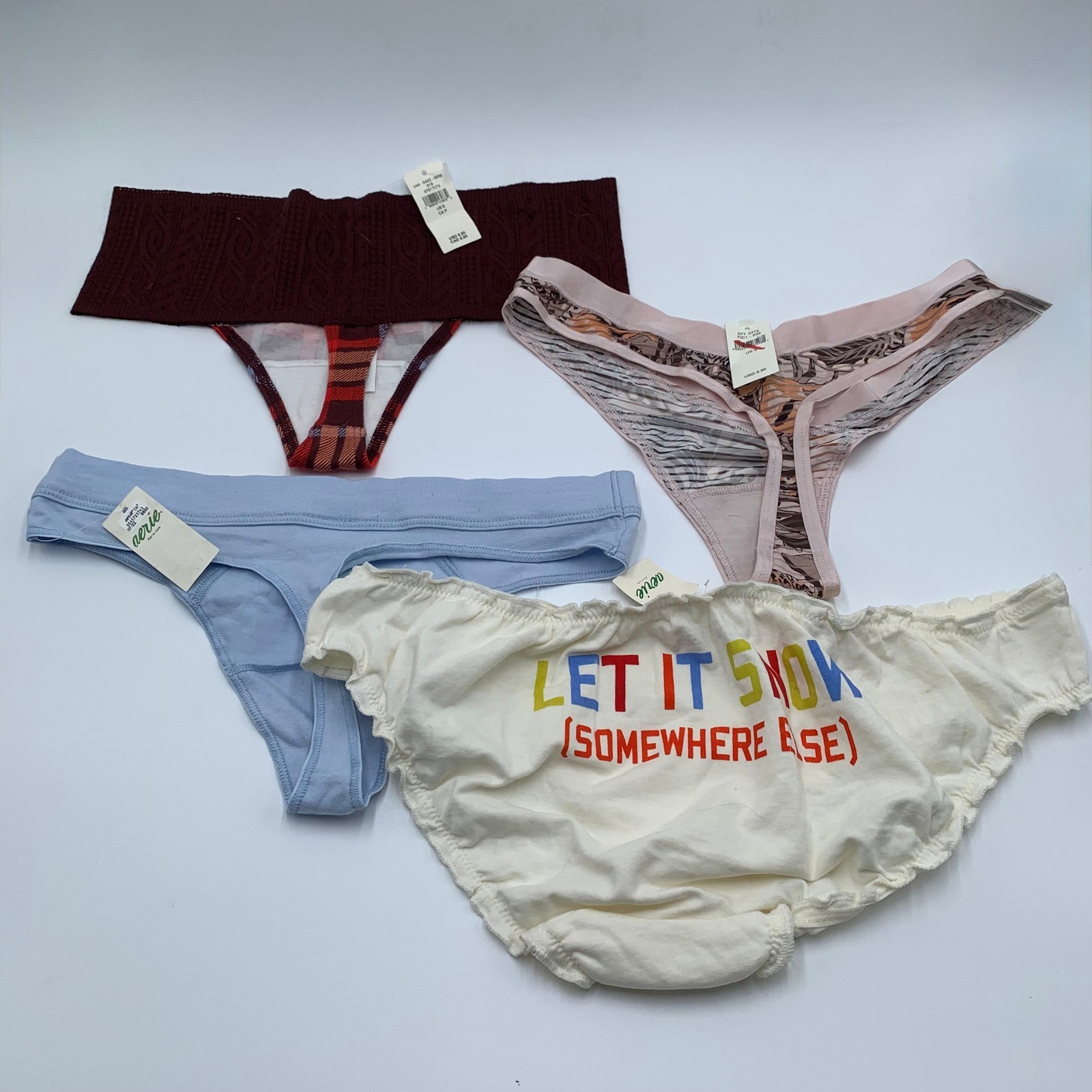 Aerie Panty Bundle Women Small Multi NWT Holiday Thong Bikini 4 Pack