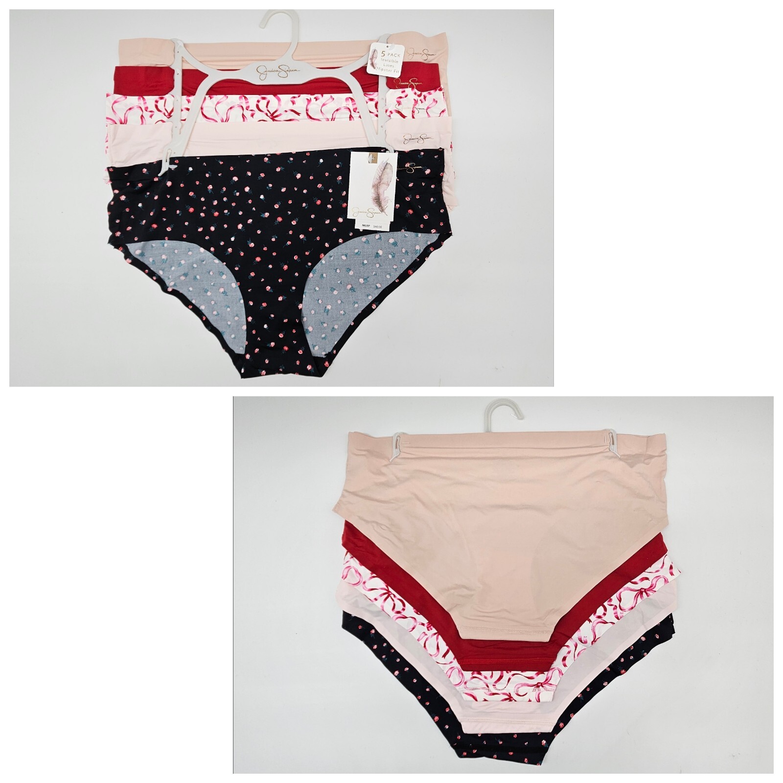 JESSICA SIMPSON 5 Pack Women’s S M L XL Hipster Panties Beige Red Cream Black