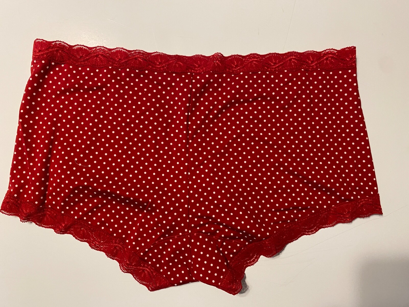 Maidenform PANTIES 3 pairs Boy Shorts Red White Polka Dot Style 40760 Size 6 Med