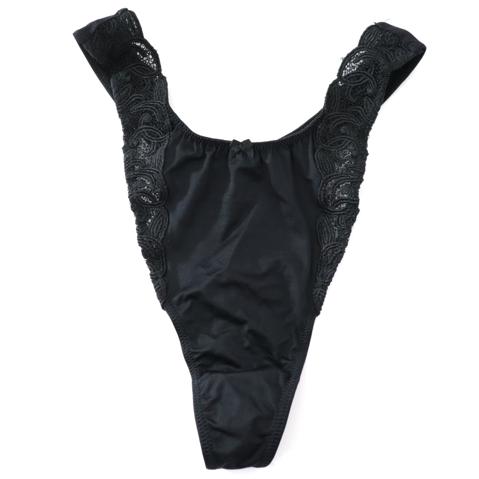 NEW Victoria’s Secret VTG 90s Embroidered Lace Satin High Cut Thong Panty LARGE