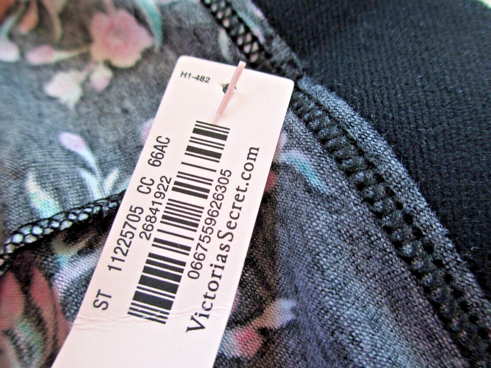 VICTORIA’S SECRET Cotton Boyshort Panty S L Black Floral NWT Logo Band VS