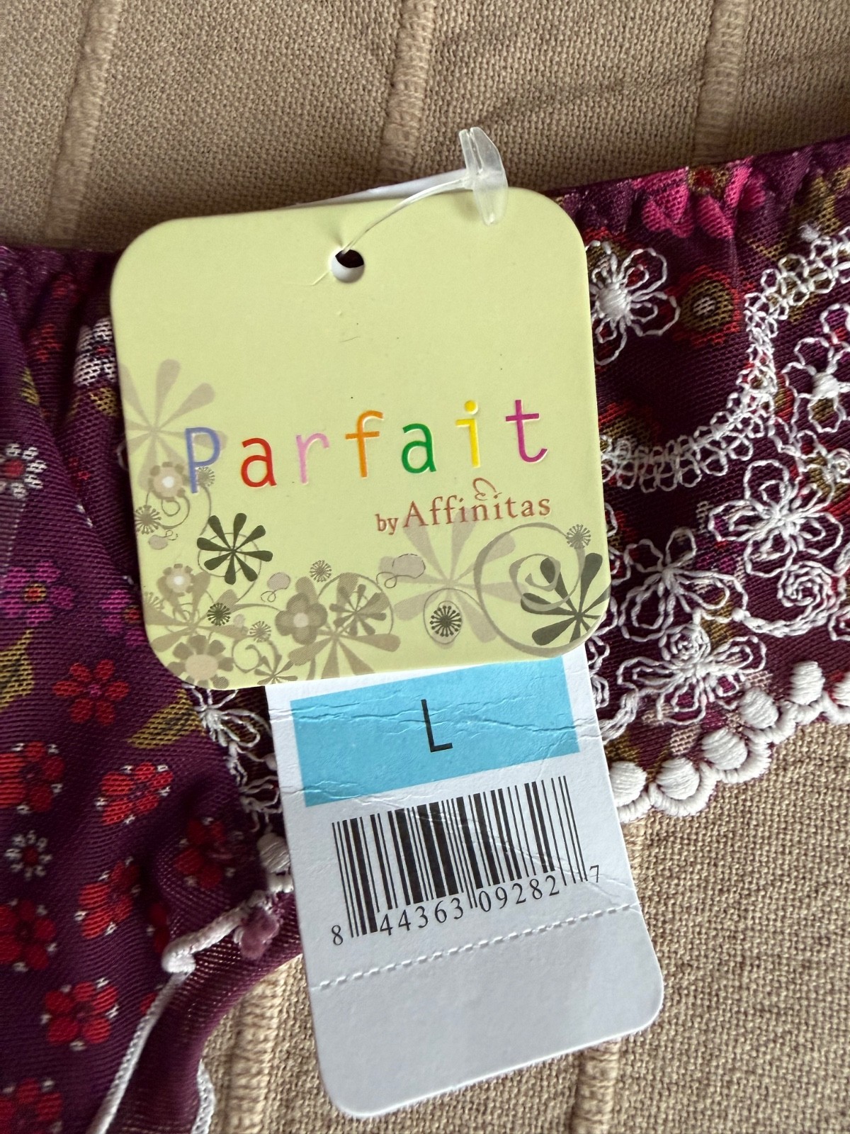 PARFAIT LACE THONG PANTIES, L, NEW