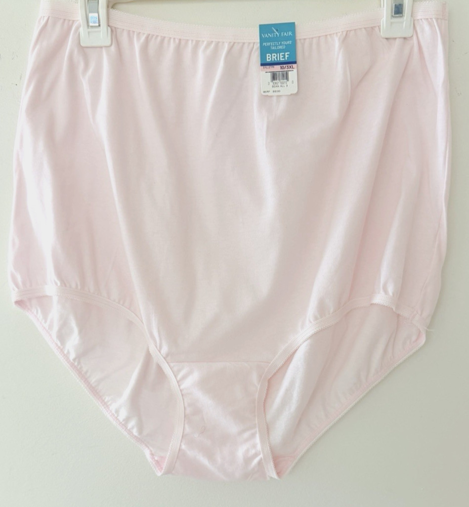 Vanity Fair Perfectly Yours Tailored Cotton Brief 15318 Pink/YellowY 10/ 3XL NWT