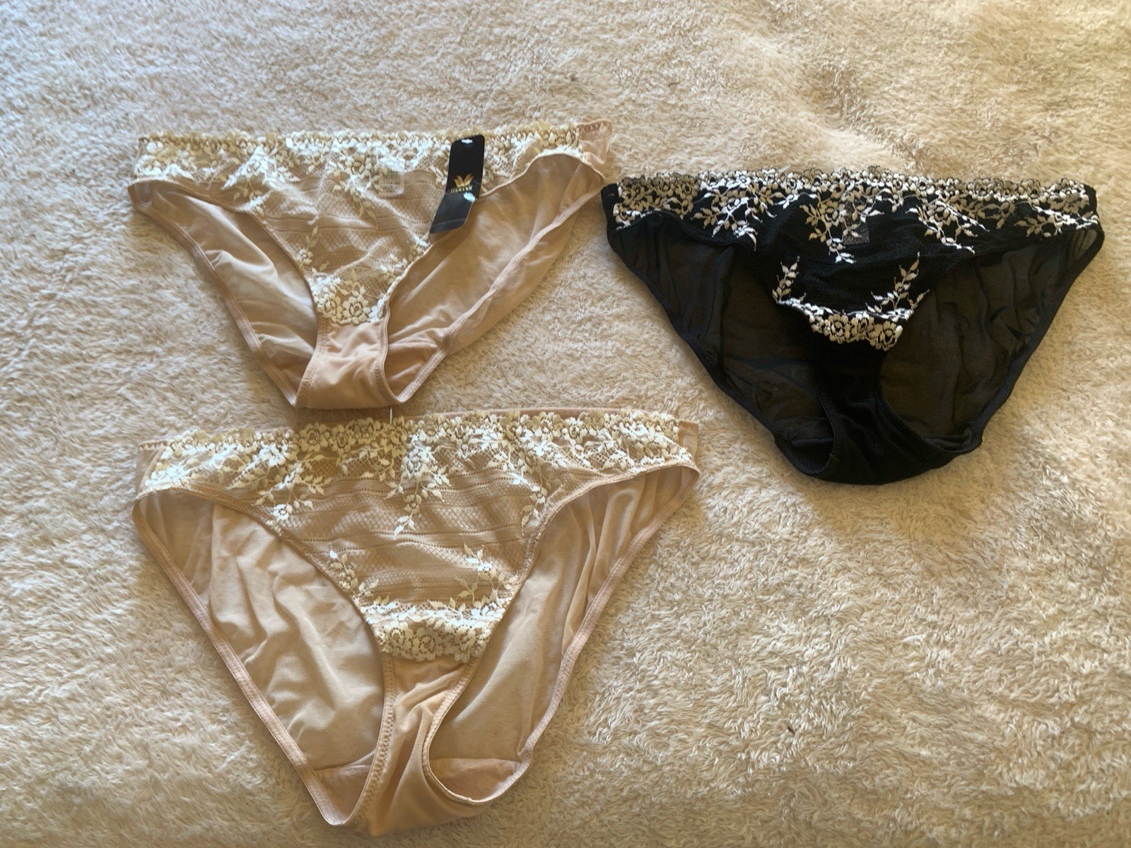 wacoal embrace lace panties Nude/ivory Embroidery NWT Macys XL Bikini 64391