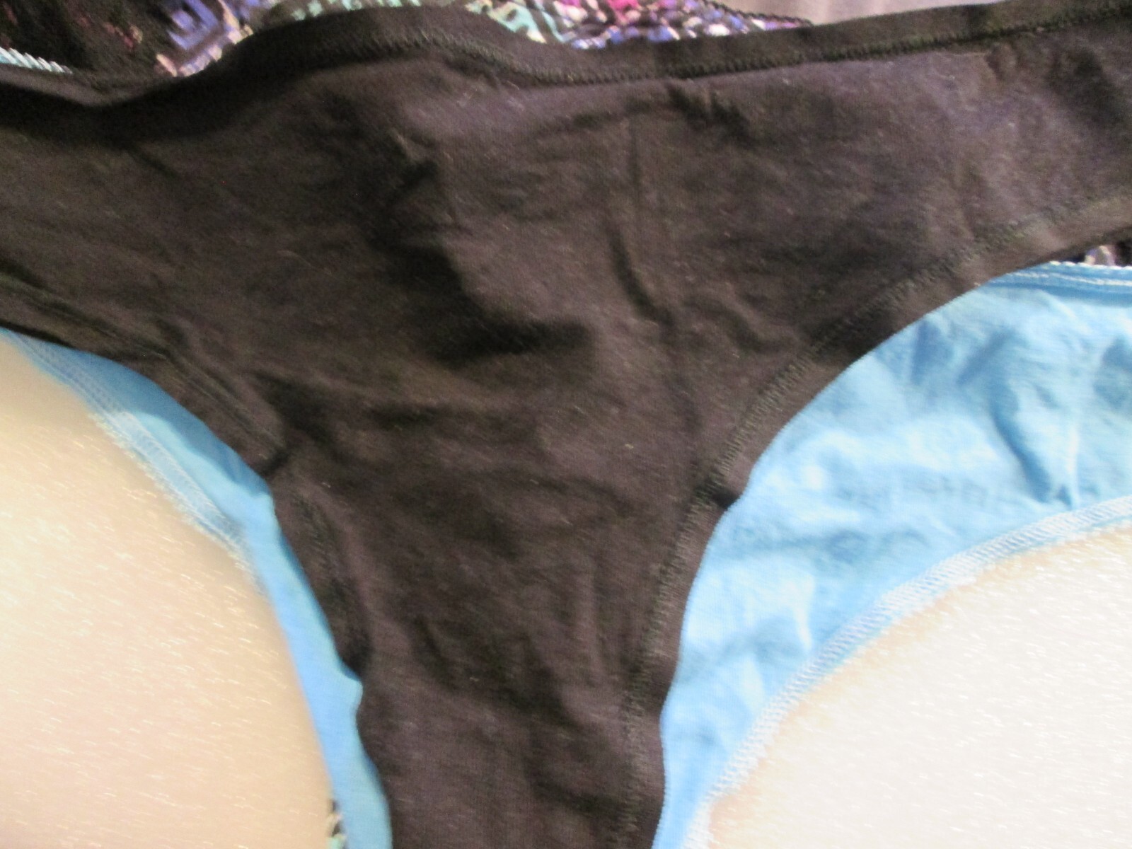 New 4 Ladies Thongs Cotton Panties💚Size XL💚Jewel Print, Blue, Black,Gray💚