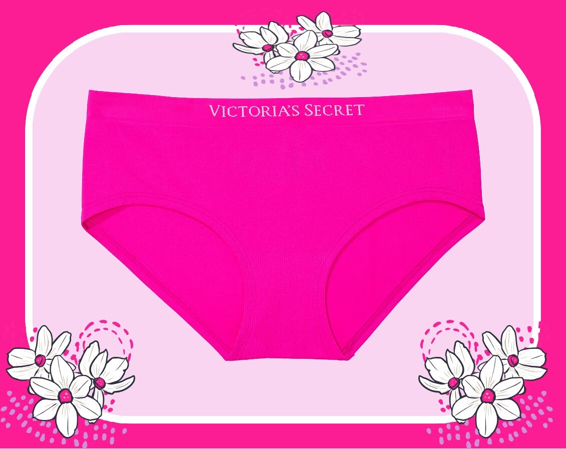 S Bright HOT Fuchsia Pink Seamless LOGO Victorias Secret Hipster Hiphugger Panty