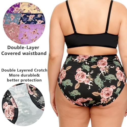 Womens Underwear XL-5XL Plus Size Ladies Panties 5X-Large Rose Floral Panties