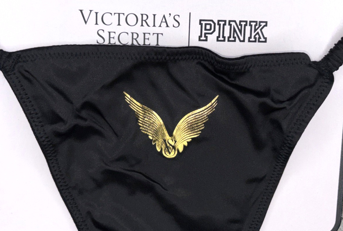 Victoria’s Secret NWT XL Black Angel Wing Hardware Strappy Open Bikini Panty