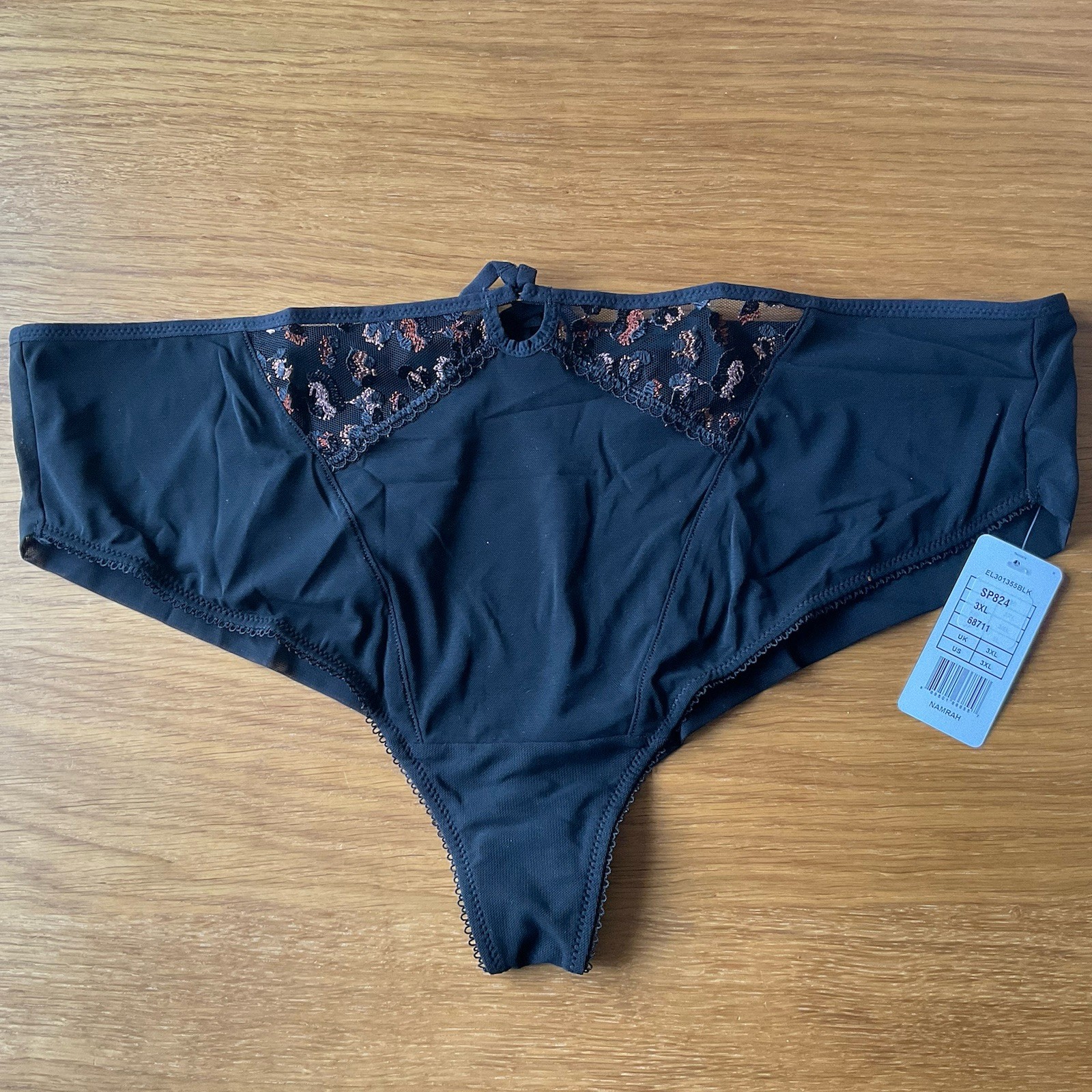 Elomi Briefs Namrah Brazilian Black 3XL 20 High Waist Stretch Knickers Trans