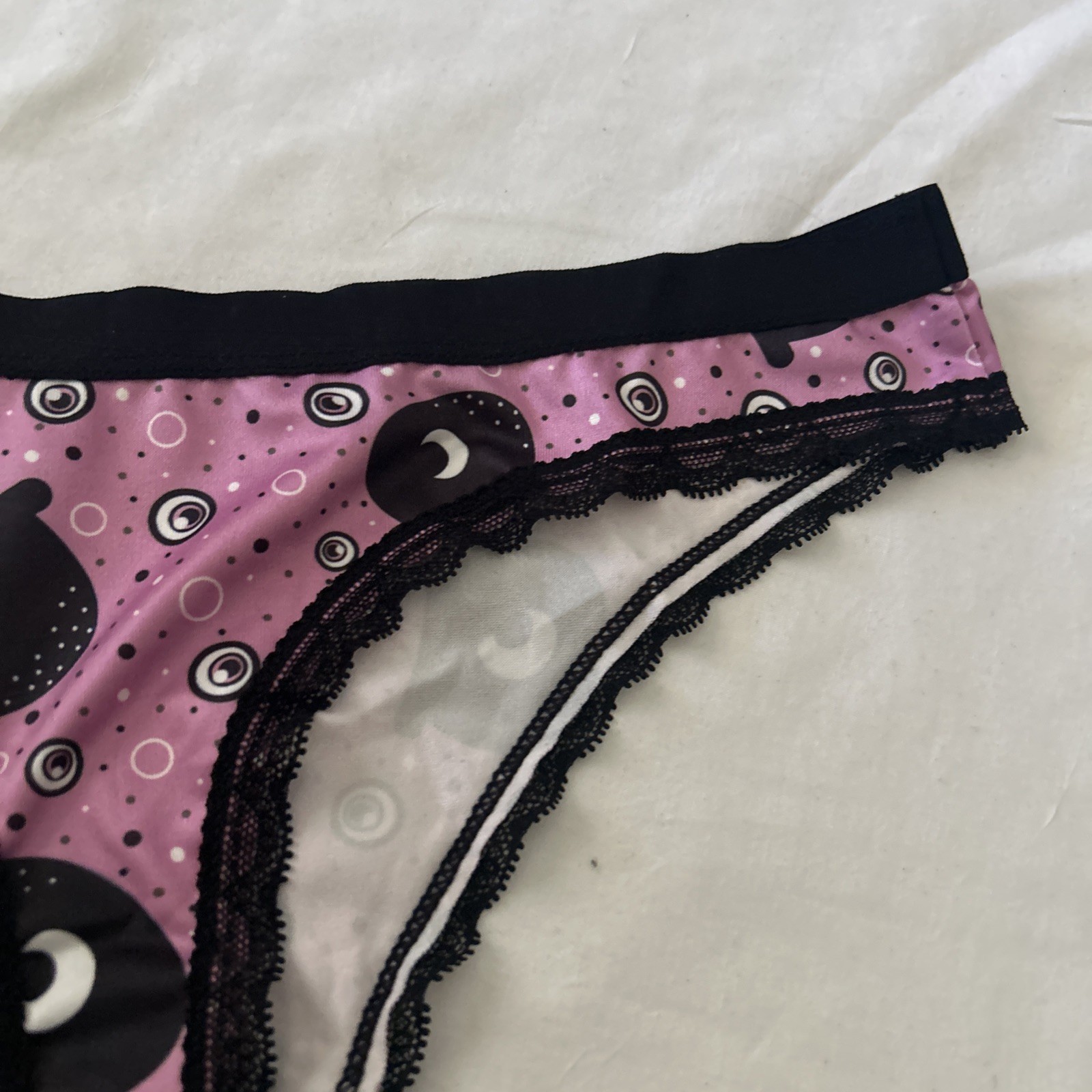 Morvia Halloween Emo Goth Punk Biker Eye Panties Underwear Lace Plus Size Medium