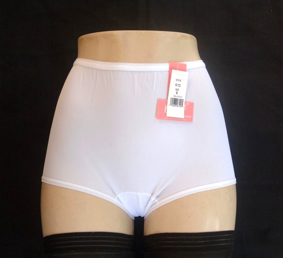 CAROLE Retro Vintage Collection 100% Acetate Full-Cut White Brief Size 5/Small