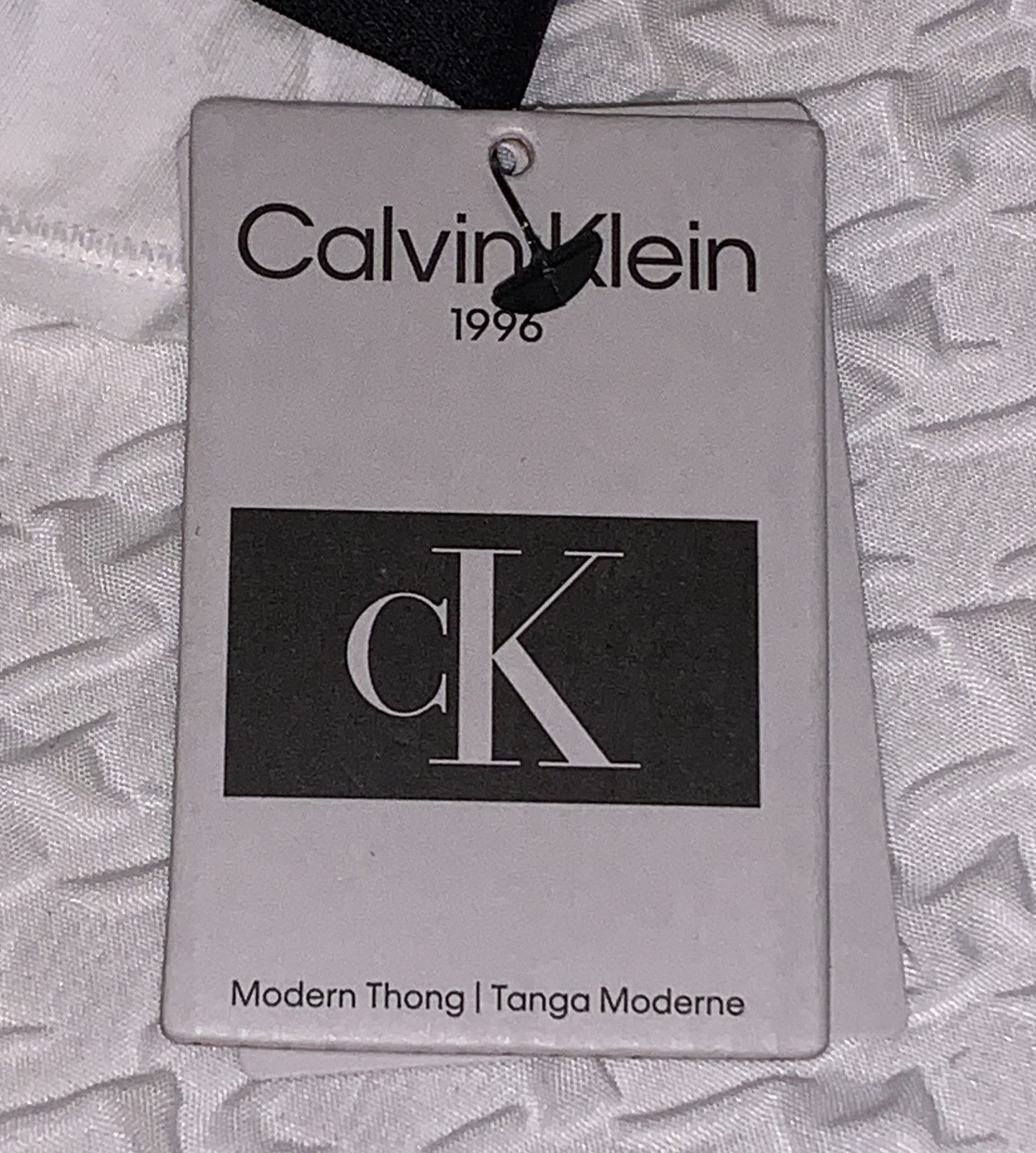 CALVIN KLEIN 1996 Modern Cotton White Black Thong Panty Womens Plus Sz 1X 2X 3X