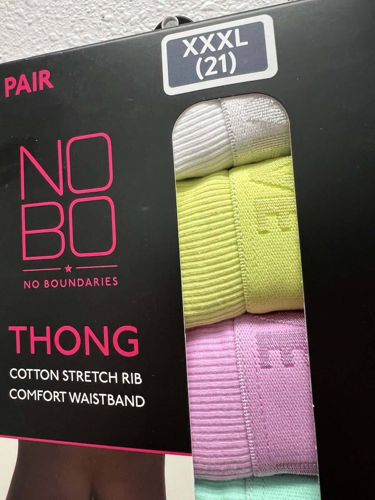 5-Pair NO BOUNDARIES Women’s S (3-5) THONG Cotton Stretch Ribbed Underwear