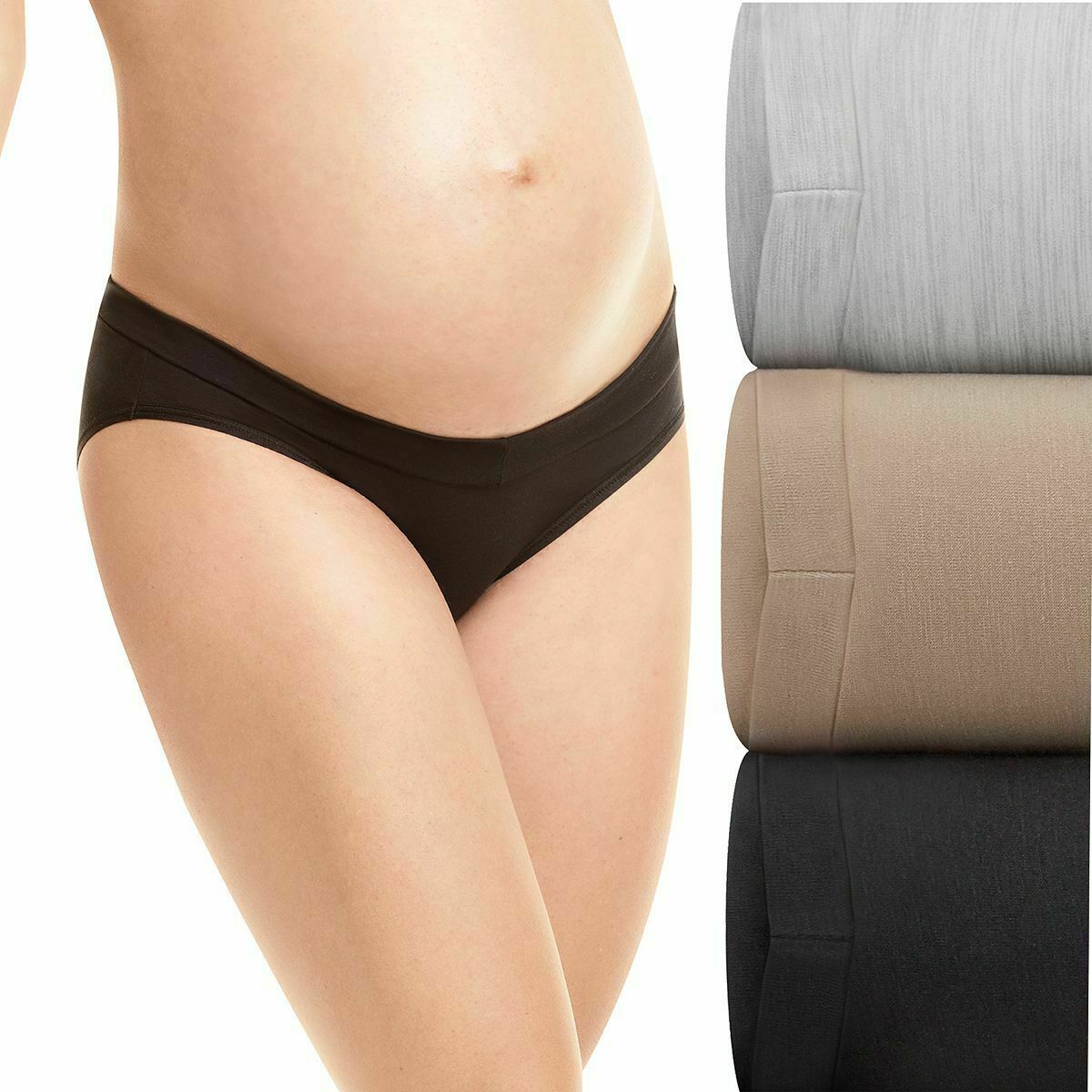 NEW Maternity Playtex® 3-pack V-Front Hipster Panties LARGE, black, tan, gray